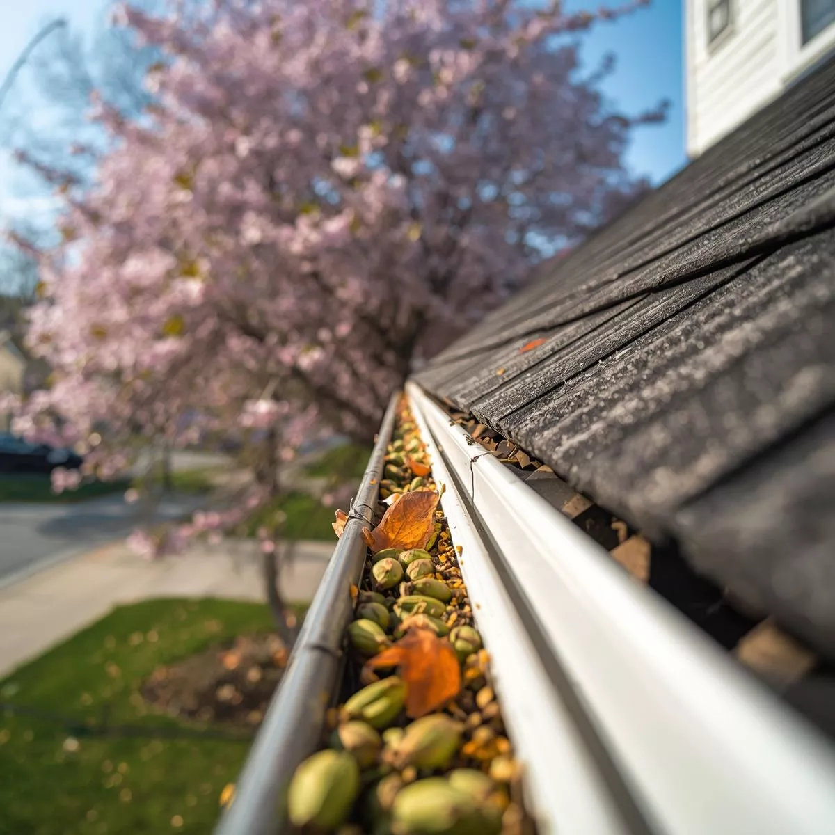 Spring gutter cleaning
